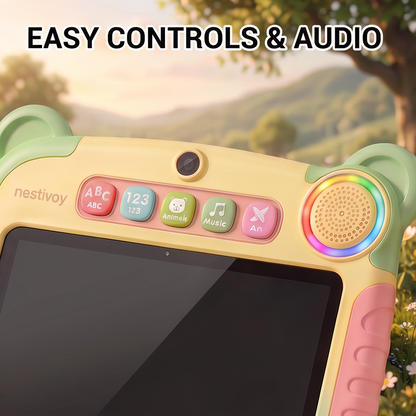 NESTIVOY Bear Kids Learning Tablet | Bear Ears Design, Complete Accessory Bundle & Parental Controls