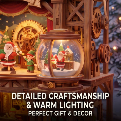 NESTIVOY Theatre Christmas 3D Wooden Puzzle | Multi-Level Stage, Moving Gears & Snow Globe Light