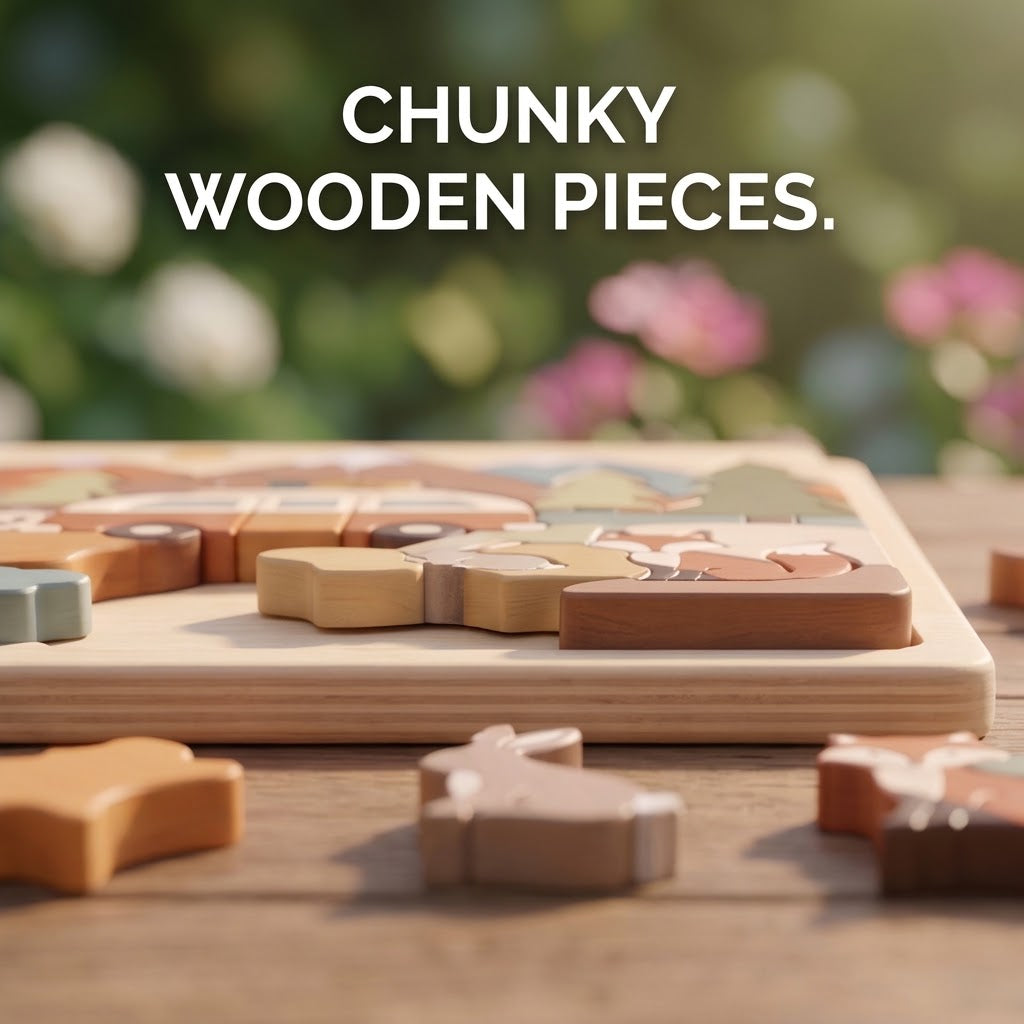NESTIVOY Forest Adventure Wooden Puzzle | Hand-Crafted Chunky Pieces, Eco-Friendly Wood & Gift Box