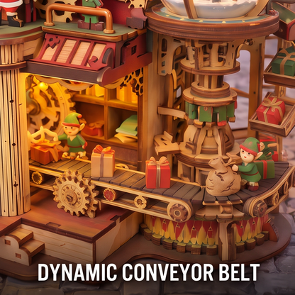 NESTIVOY Christmas Steampunk Wooden 3D Puzzle with LED Lights & Snow Globe