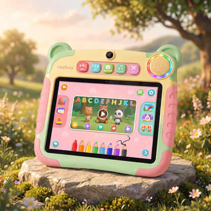 NESTIVOY Bear Kids Learning Tablet | Bear Ears Design, Complete Accessory Bundle & Parental Controls